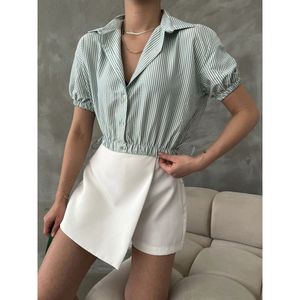 Blusas y Camisas a Cuadros Esmeralda para Mujer Topshow al por Mayor con Cintura y Puños Elásticos - Product Image 4