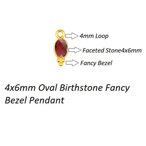 TIny Birthstone Charm 925 Silver Gold Vermeil Charm Oval Shape 4 X 6 MM Bezel Charms Pendant For Necklace Earring Making