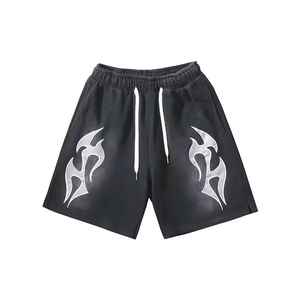 Vintage Distressed Acid Washed Cotton <b>Shorts</b> Custom Embroidered <b>Patch</b> Logo Casual High Street Summer Activewear - Product Image 1