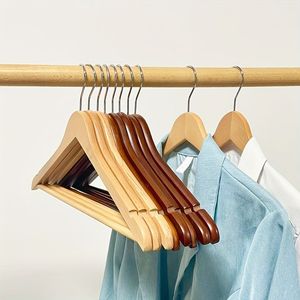 Natural Wooden Cloth Hanger with Non-slip Best Quality for Wardrobe <b>Bathroom</b> Laundry Hotel Decor - Product Image 2