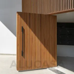 Alucasa Luxury Design Vordere in gangs türen Große Holz latte Moderner Eingang Pivot Interieur Versteckte Tür Für Haus