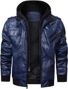 Nouveau design personnalisé OEM motard chaud veste de moto décontracté en cuir polaire automne col montant respirant coupe-vent à capuche pour hommes - Product Image 4