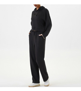 Nouveau survêtement élégant à logo personnalisé, sweats à capuche et jogging à épaules tombantes, ensemble 2 pièces, survêtements pour femmes - Product Image 5