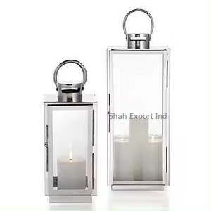 Expensive Design Steel/Glass Hanging <b>Lantern</b> Shiny <b>Silver</b> Finished for Home & Wedding Tabletop Decor Candle <b>Lantern</b> - Product Image 1