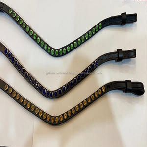 ที่กำหนดเองทำรอบหลากสีตกแต่งคริสตัลออกแบบคลื่นรูปร่างสีดำภาษาอังกฤษหนังม้าคิ้ววงลูปปรับ - Product Image 2