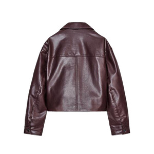 Chaqueta de motocicleta para mujer de calidad superior personalizada OEM elegante cortavientos de cuero genuino acolchado cuello de moda para montar - Product Image 2