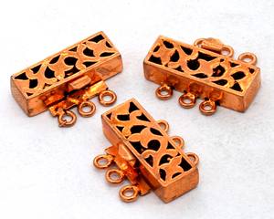 Cierre de caja multihebra 25X20X6MM 3 hebras cobre oxidado/plata 18K chapado en oro 18K Cierre de joyería de oro B521 - Product Image 2