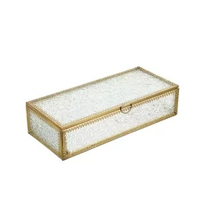 Joyero Rectangular Decorativo de Latón y Vidrio, Dorado, Moderno y Lujoso para Guardar Joyas de Mujer - Product Image 2