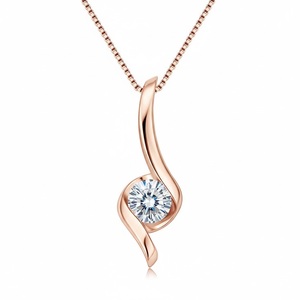 Collier pendentif tendance en moissanite de 2,00 carats, 8,0 mm, couleur D, serti en partie, chaîne en argent sterling 925, cadeau pour femme - Product Image 3
