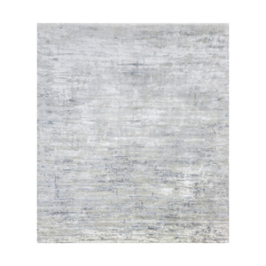 Alfombras Tejidas a Mano de Lana y Viscosa con Patrón Abstracto Gris Sile y Negro para Uso Doméstico - PHWV-92 - Product Image 1