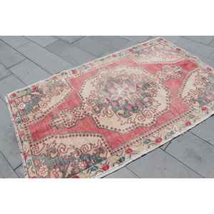 Alfombra Vintage de 4.2x7.3 pies, Alfombra Turca, Alfombra con Borde Rojo - Product Image 4