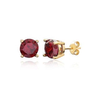 Boucles d'oreilles clous solitaires en pierre grenat, argent sterling 925, fabrication artisanale turque, vente en gros, bijoux pour femmes - Product Image 1