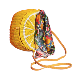 Bolso de Mano de Mimbre y Ratán con Diseño de Limón para Mujer, Estilo Veraniego, para Vacaciones de Verano, Bolso Amarillo Hecho a Mano - Product Image 6