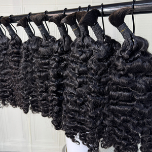Cabello humano rizado a granel, negro natural, sin trama, rizos suaves y elásticos para trenzas, trenzas boho, trenzas sin nudos - Product Image 1