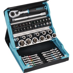 ชุดเครื่องมือ HAZET SmartCase 2200SC-2 ชุดบิตและซ็อกเก็ต 50 ชิ้น ชุดเครื่องมือ 6 ชิ้น สำหรับงานเจาะ/ไขควงปากแบน/ไขควงปากแฉก/ไขควงหัวแฉก/ไขควงหัวแฉกแบบแบน - Product Image 1