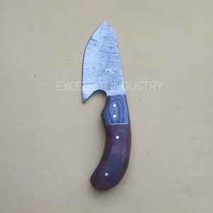 Couteau en acier damas fait à la main Bushcraft Skinner couteau de survie EDC manche en bois avec gaine en cuir couteaux de chasse - Product Image 2