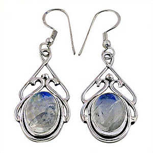 Boucles d'oreilles pendantes élégantes et tendance en argent sterling 925 et pierre de lune, hypoallergéniques, en forme de cœur, pour femmes, cadeaux de mariage et de fête - Product Image 1