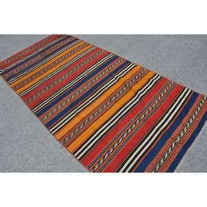 Vintage 44X94 pieds turc rouge bleu laine tapis classique grande surface ethnique Patchwork Design Latex couloir Rectangle abstrait chambre - Product Image 4