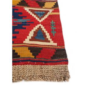 นาเยาบพรมลายเรขาคณิต พรมขนสัตว์ทอแบน สีแดงและสีส้ม พรม 3 มิติสำหรับตกแต่งห้องนั่งเล่นในบ้าน PAEM-814 - Product Image 4