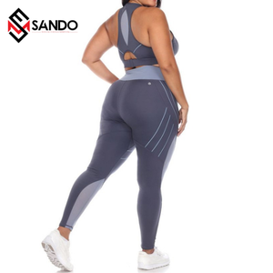 Conjunto de Yoga de talla grande para mujer, logotipo personalizado, patrón sólido, ropa de entrenamiento deportivo para fitness, venta al por mayor, equipo de entrenamiento para mujer de gran oferta OEM - Product Image 3
