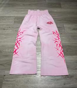 Pantalones Deportivos Holgados de Algodón Grueso con Estampado DTG Personalizado, Pantalones Deportivos Anchos con Lavado Ácido y Pedrería para Hombre - Product Image 4