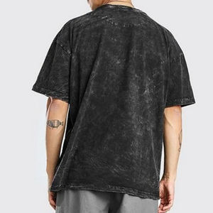 Camiseta lavada con ácido de algodón 100% para hombre, ajuste holgado, cómodo y de secado rápido, nuevo diseño con detalle impreso - Product Image 2