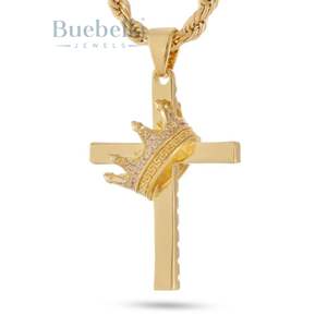 Cadena de Hip Hop de eslabones cubanos de lujo para hombres, collar con colgante de Cruz Iced Kingdom, nombre personalizado, joyería ostentosa, colgantes de moissanita, dijes - Product Image 2