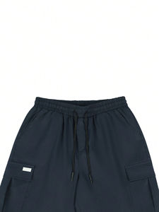 Pantalones cortos cargo de lona de sarga Bermuda de gran tamaño holgados personalizados para hombres en tela de poliéster 2024 - Product Image 6