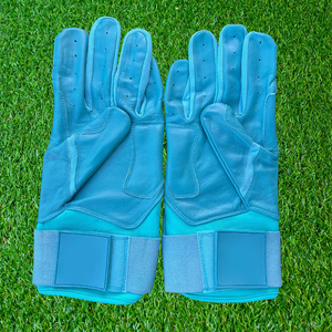 Custom <b>Logo</b> Blue Wide Cuff Leather Baseball Batting Gloves Low Price Hand Protection Baseball Softball Batting Gears - Product Image 3