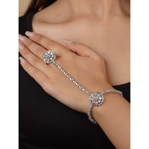 Hathphool โซ่ประดับเพชรเทียมชุบเงิน1ชิ้น CZHP5สีขาวและสีเขียวเข้ม - Product Image 2