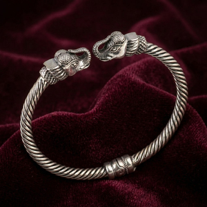 Pulsera de hombre de plata de ley 925 con cabeza de elefante y 6 hilos trenzados en espiral |   Joyería Turca Hecha a Mano - Product Image 5
