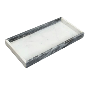 ถาดเสิร์ฟหินอ่อนหรูหราพร้อมที่จับโลหะสไตล์โมเดิร์นสำหรับตกแต่งบ้านโรงแรมหรูหราออกแบบได้ตามต้องการ - Product Image 5