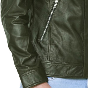 Veste d'hiver pour hommes en cuir de vache col montant avec logo sur le devant pour l'extérieur vente en gros - Product Image 6