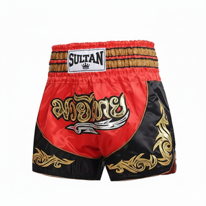 Pinbo Custom Muay Thai Boxing Shorts 160g Transferencia de calor Impreso Poliéster negro para adultos al por mayor - Product Image 3