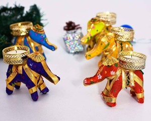 Assorted Bulk Elephant Tealight Candle Holder Night Decor Indian Wedding <b>Favors</b> Housewarming Gifts Festive Home Decoration - Product Image 2