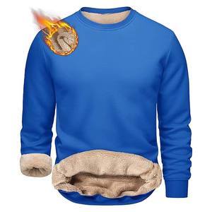 Sweatshirts à col rond pour homme doublés en sherpa chaud, lourds, à manches longues, en polaire d'hiver, pull-over - Product Image 1