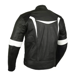 Hot Selling Men's Racing Motorbike Jacket Genuine Cowhide Leather Black White CE Armours Protections Windproof Printed - Product Image 5