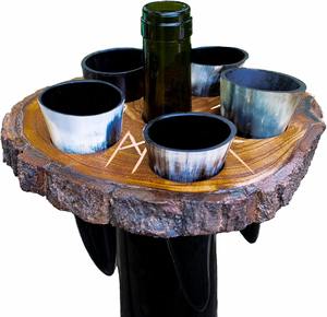 Meilleure qualité Viking ensembles de corne à boire artisanat Agate gobelet support en bois poli Animal nautique nautique Viking boire - Product Image 1