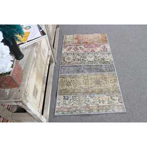 Tapis turc vintage, tapis de 2,3 x 4,2 pieds, tapis en laine unie gris brun - Product Image 3