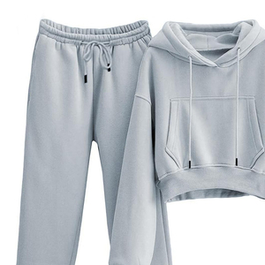 Venta al por mayor de ropa deportiva, chándal para mujer, conjunto de dos piezas, conjunto de chándales en blanco, chándales de algodón para mujer, conjunto de Jogger - Product Image 5