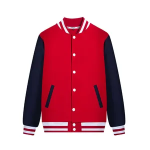 Jaqueta de beisebol masculina em branco unissex, casaco esportivo de patchwork Letterman, jaqueta de lã para o time do colégio