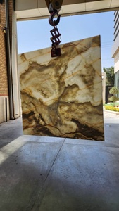 Losas grandes de mármol transparente con piedras de ónix verde natural para decoración de pared de hoteles y villas - Product Image 2