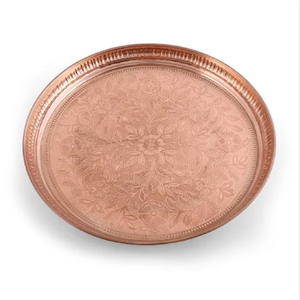 Assiette de service classique en cuivre poli de haute qualité, écologique, plaquée cuivre, 6 à 10 pièces, mariages, dîners, artisanat Saniya - Product Image 3
