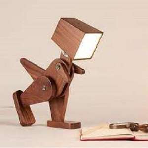 Biumart Lampe de table à commande tactile en bois en forme de chien réglable populaire pour la lecture des enfants - Product Image 1