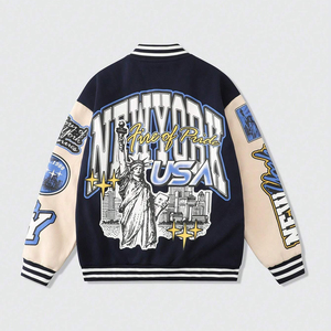 Veste universitaire unisexe classique vêtements d'extérieur chauds de bombardier de baseball pour l'équipe d'université d'école ou la mode décontractée quotidienne - Product Image 2