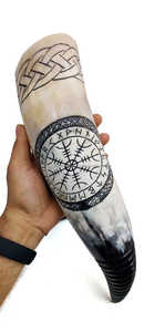 Cuerno para beber vikingo con estilo antiguo con 2 tonos de color Cuerno para beber Tallado a mano personalizado por WONDER OVERSEAS - Product Image 3