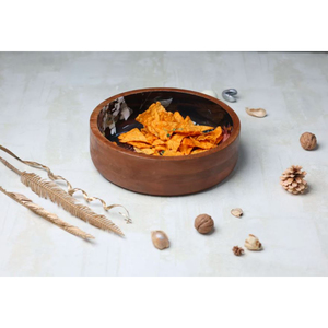 Bol en bois de manguier imprimé fleur exclusif forme ronde en bois naturel idéal pour mélanger les aliments au prix de gros - Product Image 3