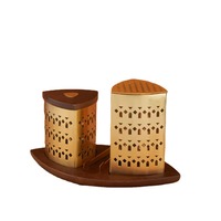 Quemadores de Incienso Árabe Ecológicos Más Vendidos, Bandeja de Metal Grabada con Láser, Tapa de Madera, Regalo de Ramadán y Eid, Medio Oriente