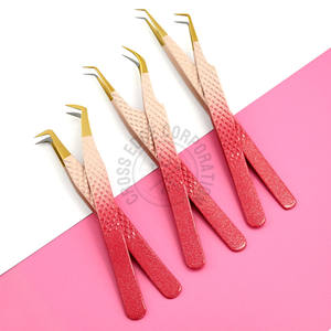 Hot Selling 90 Degree Mega Boot Volume Eyelash Extension Tweezers Moon Curved Classic Diamond Nano Grip Hand Tested <b>Tool</b> - Product Image 1