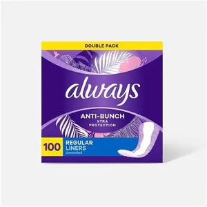 Always Panty Liners, Regular, Sin Perfume, 100 Unidades - Product Image 1